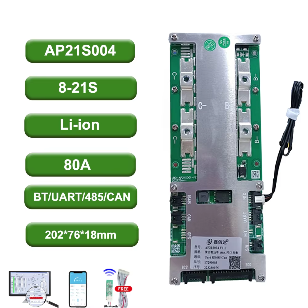BMS lifepo4/Liion 8S 21S 80A 100A 150A 200A Built-in Bluetooth with UART balancing