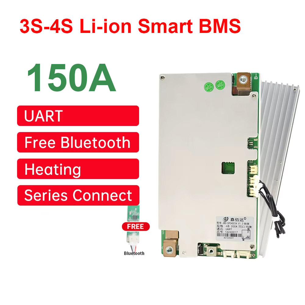 JBD smart bms 3s ups lithium charger board rv battery management system 18650 200a lcd inverter 4s bms for lifepo4 12v
