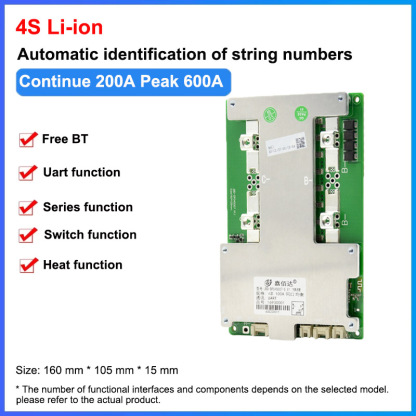 Jiabaida lithuim battery BMS 18650 charger discharging balance 100a/150a 12v pcb protection board jbd smart 3s/4s lifepo4 bms