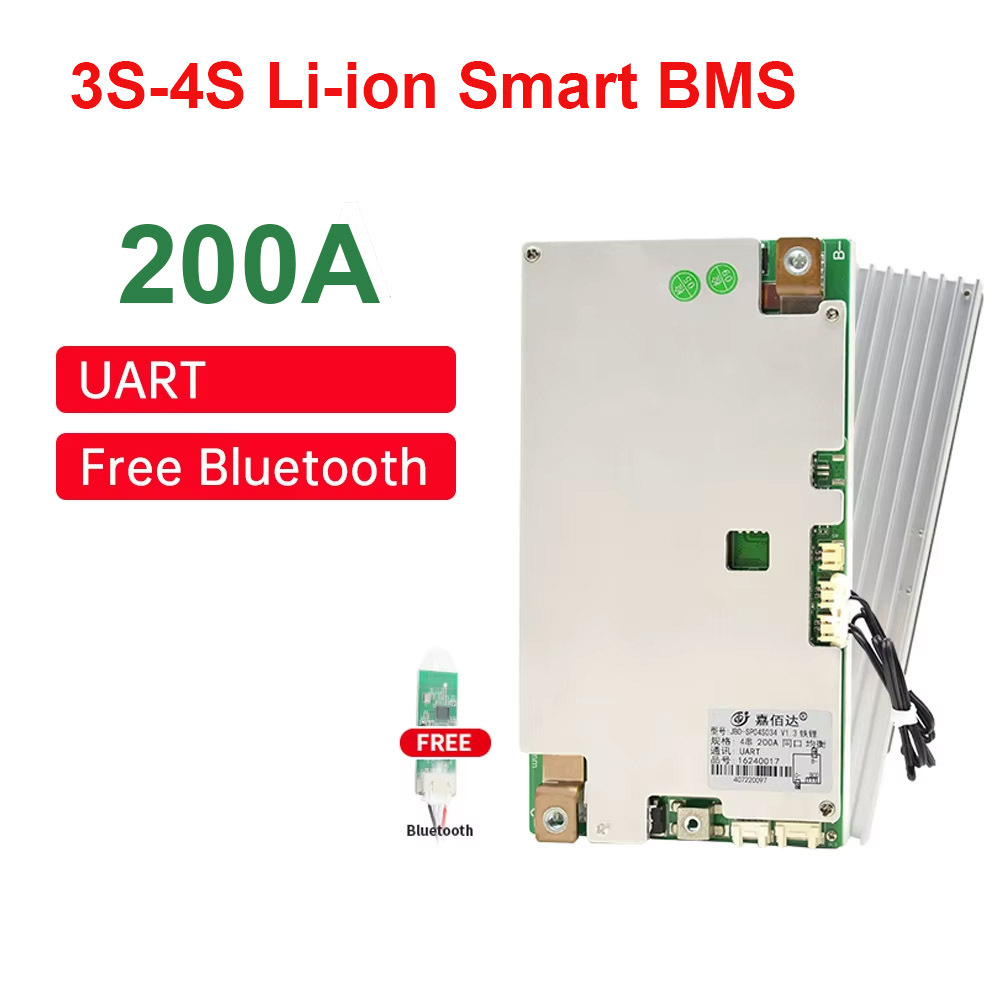JBD smart bms 3s ups lithium charger board rv battery management system 18650 200a lcd inverter 4s bms for lifepo4 12v