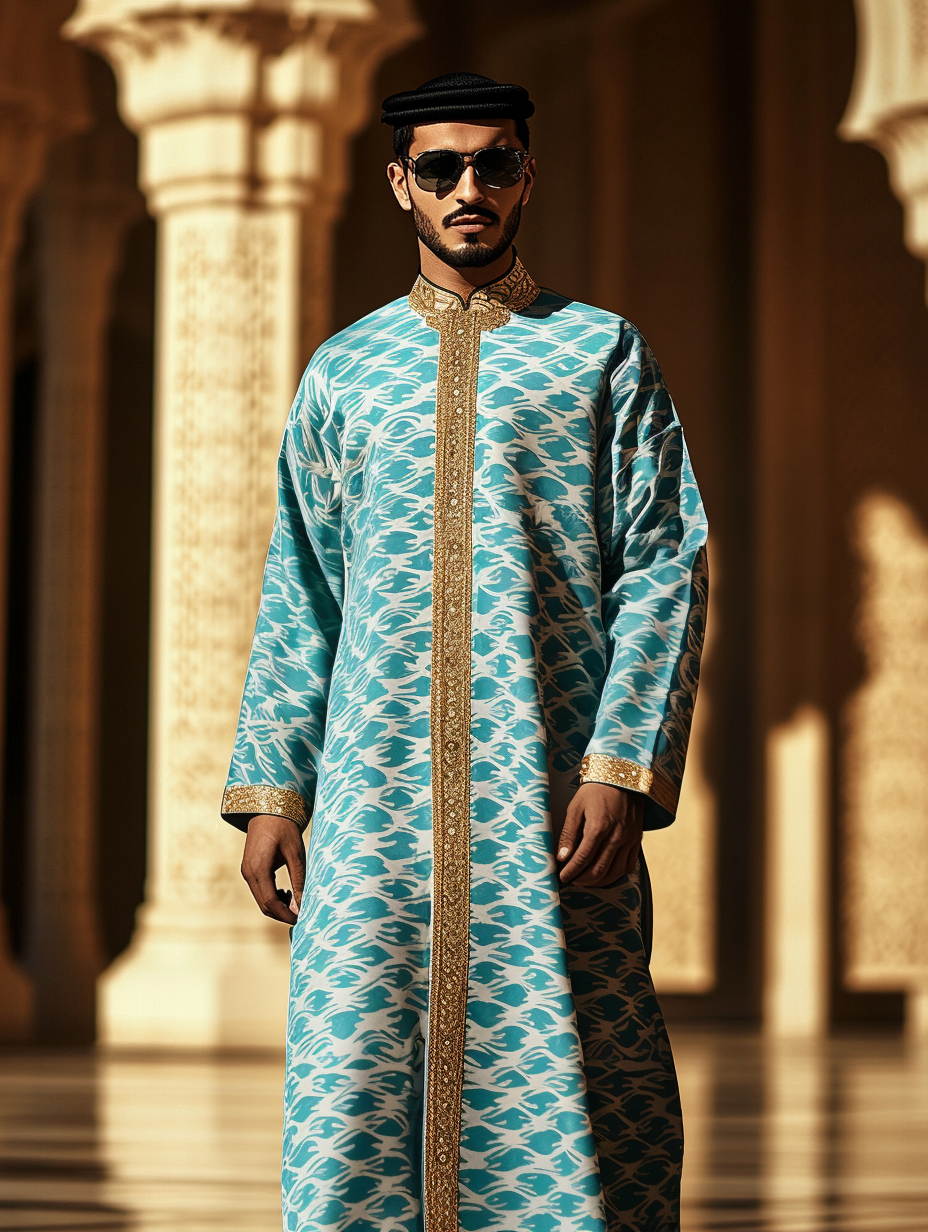 Luxury cyan Thobe Robe Limited sale Men's Fashion High quality