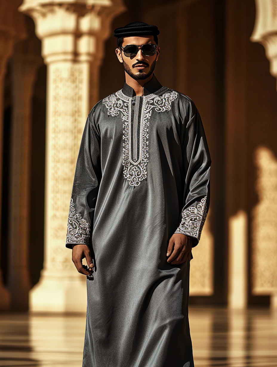 Luxury gray Thobe Robe Limited sale Men's Fashion High quality
