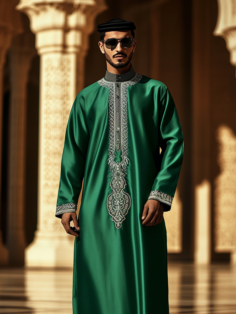 Luxury green Thobe Robe Limited sale Men's Fashion High quality