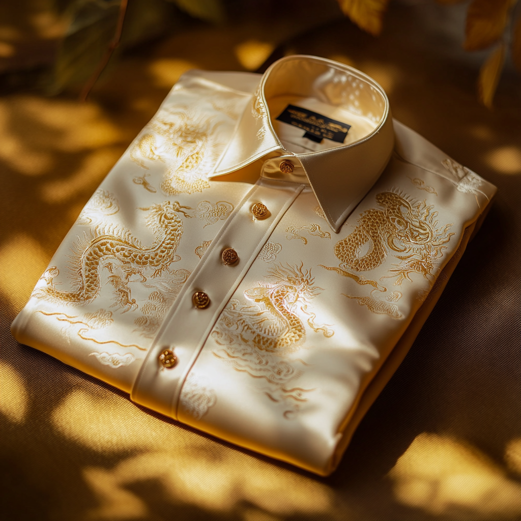 Dragon Motifs Business Casual luxury Party men's fashion suit shirt