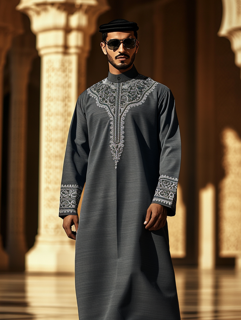 Luxury gray Thobe Robe Limited sale Men's Fashion High quality