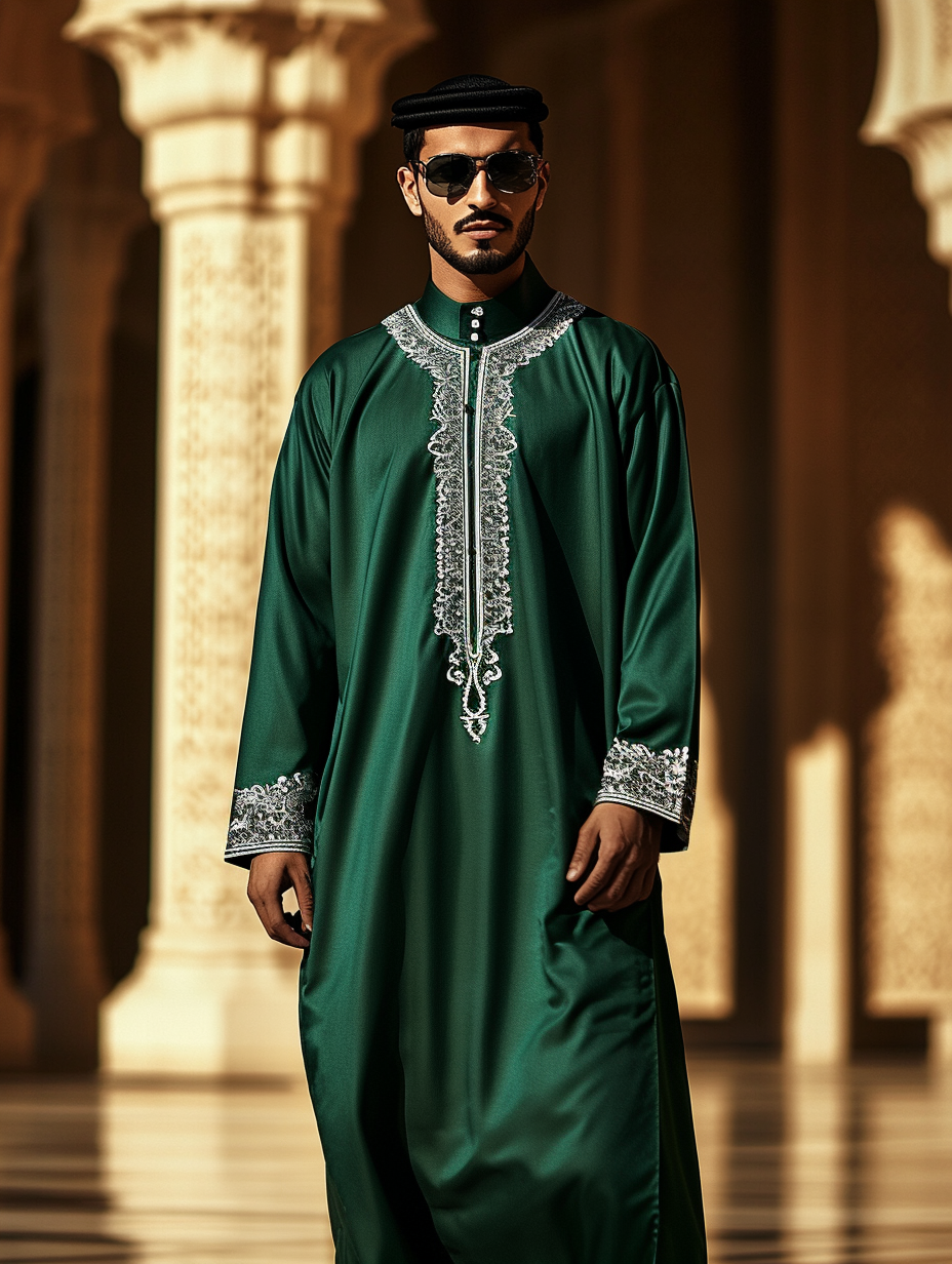 Luxury green Thobe Robe Limited sale Men's Fashion High quality