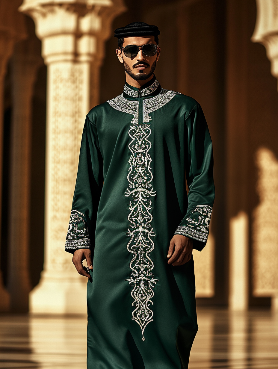 Luxury green Thobe Robe Limited sale Men's Fashion High quality