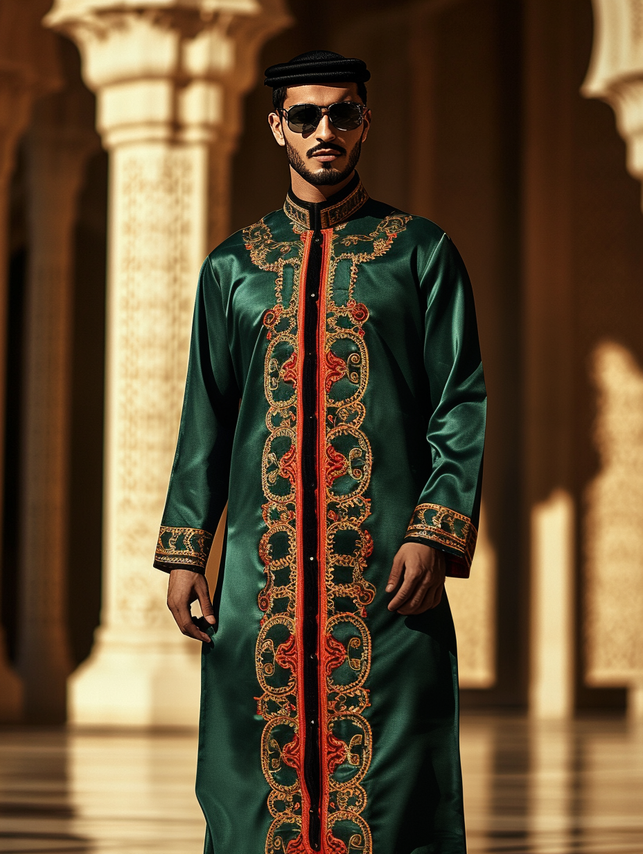 Luxury green Thobe Robe Limited sale Men's Fashion High quality