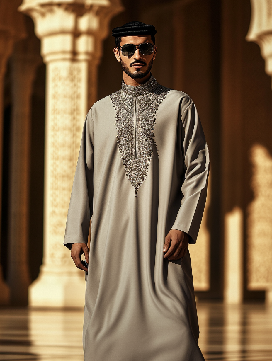 Luxury gray Thobe Robe Limited sale Men's Fashion High quality