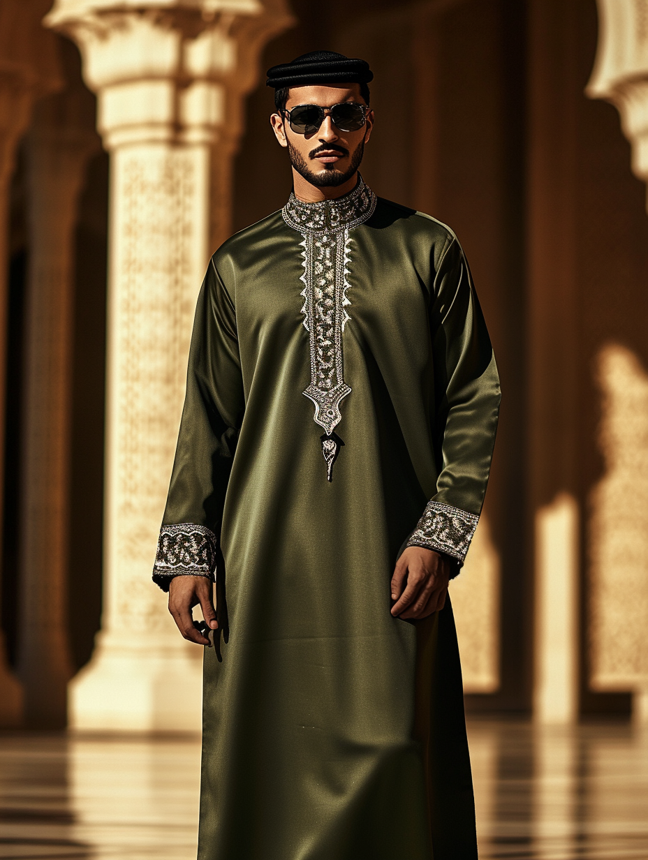 Luxury green Thobe Robe Limited sale Men's Fashion High quality