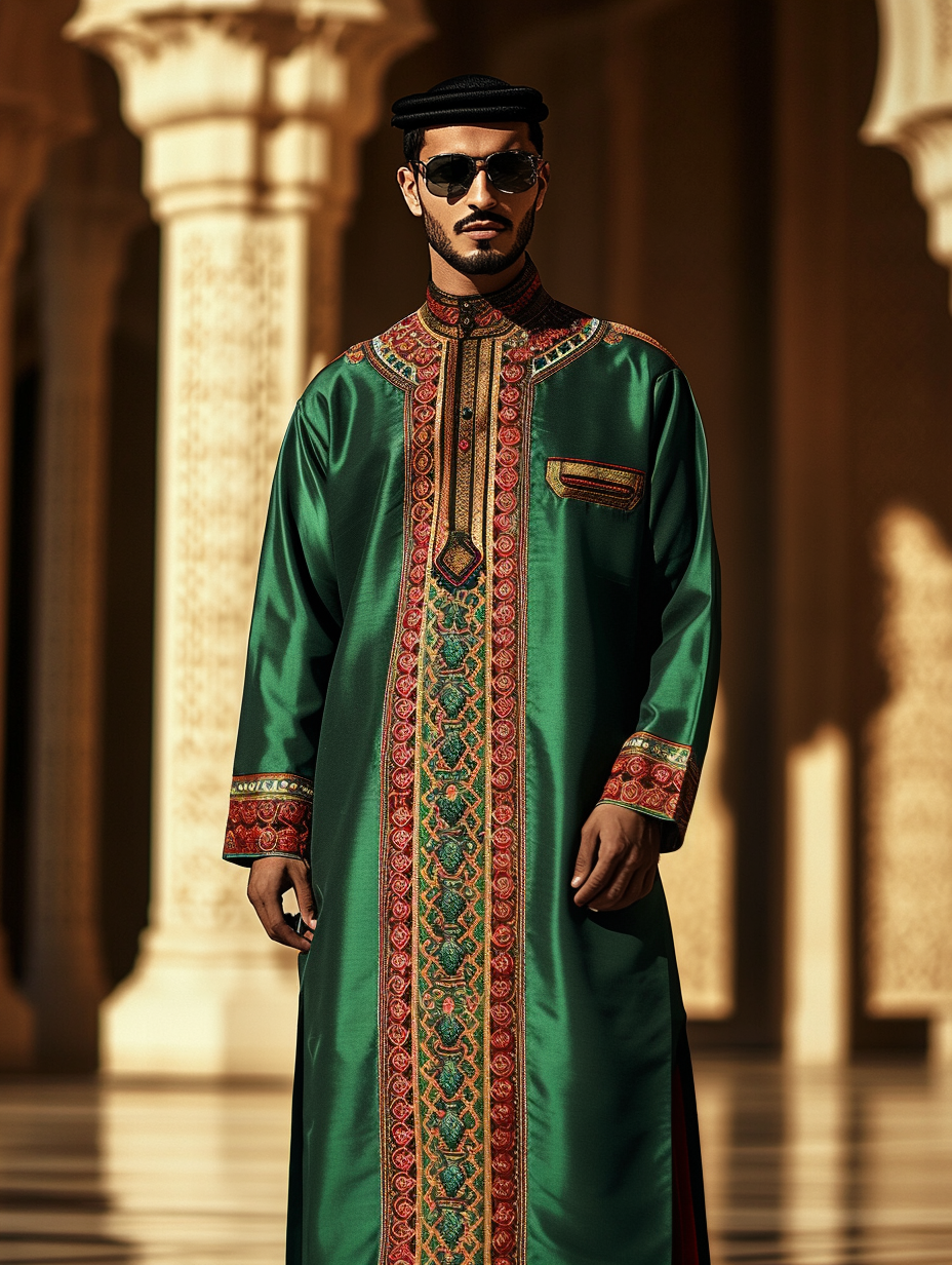 Luxury green Thobe Robe Limited sale Men's Fashion High quality