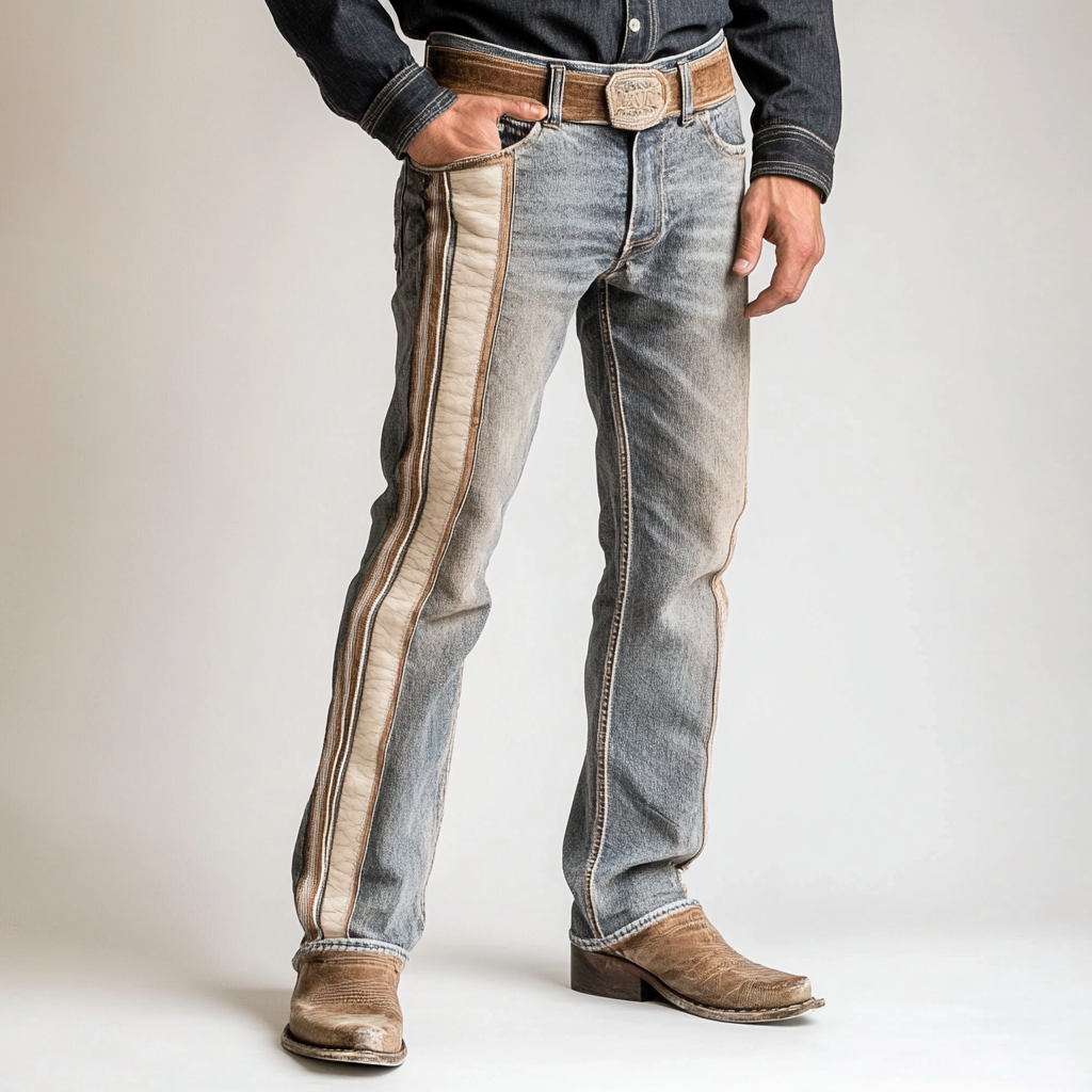 Western Narrow jeans Cowboy Men's Fashion Casual Pants High Quality