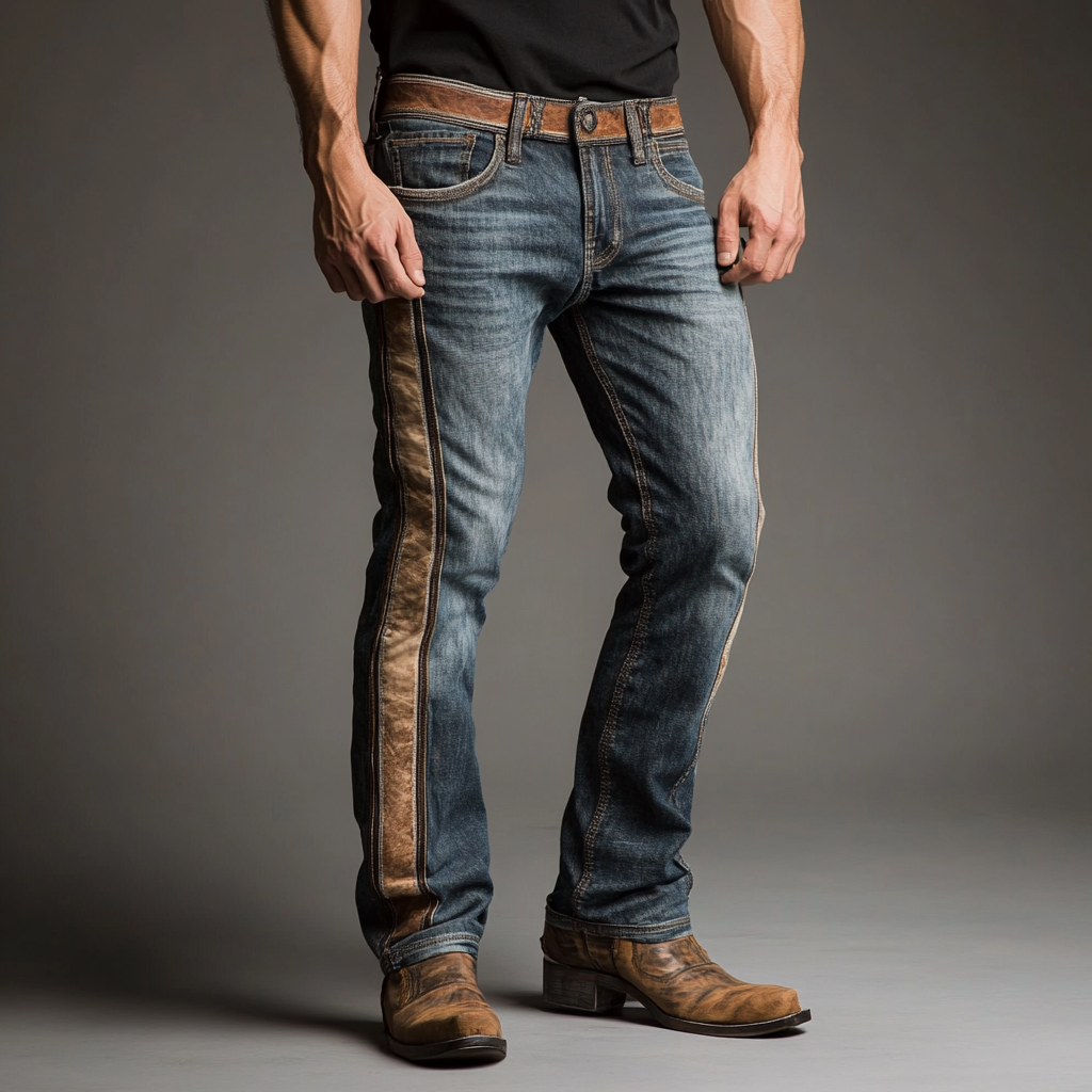 Western Narrow jeans Cowboy Men's Fashion Casual Pants High Quality