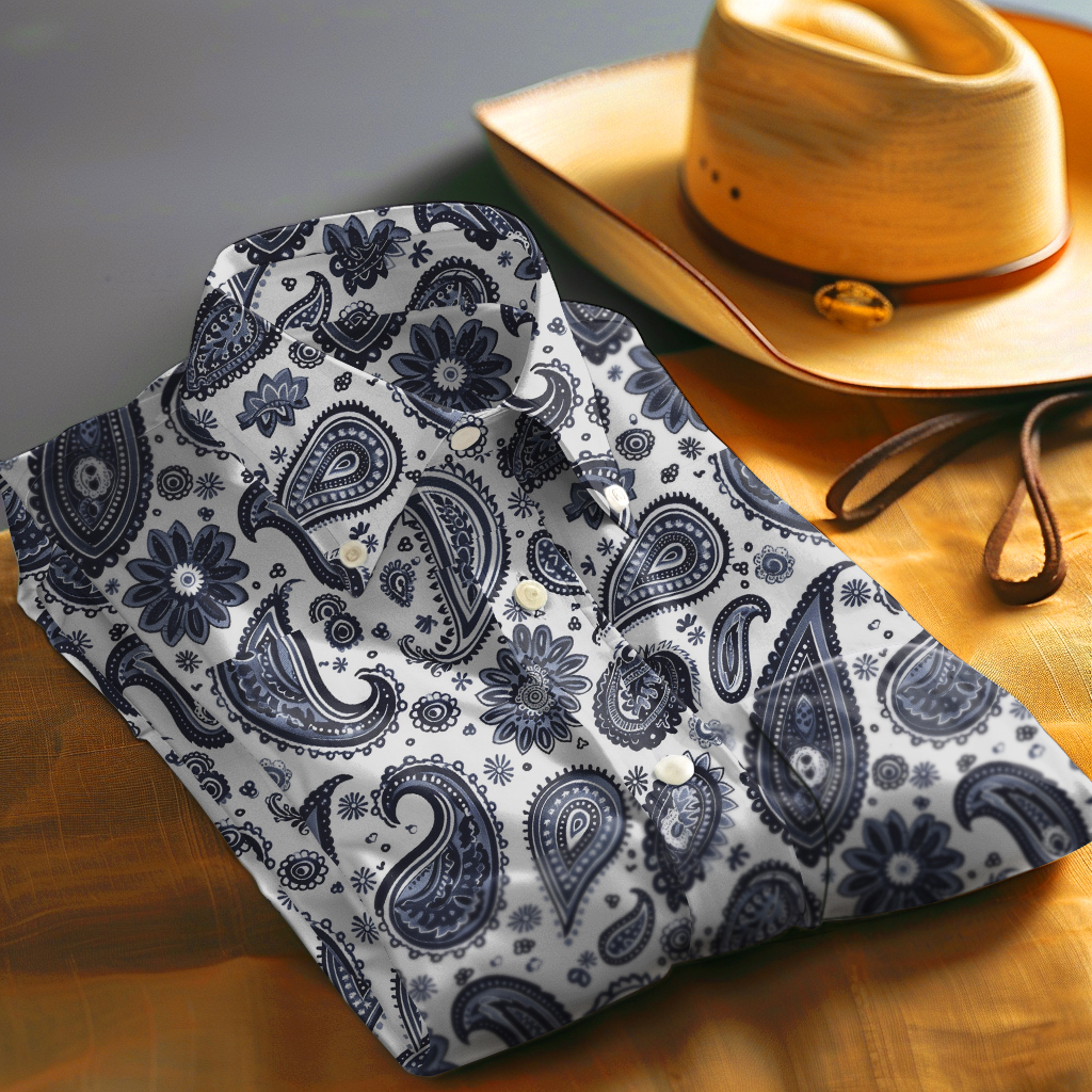 Paisley Western Styles Men fashion 100% Cotton Shirt Premium Fabric