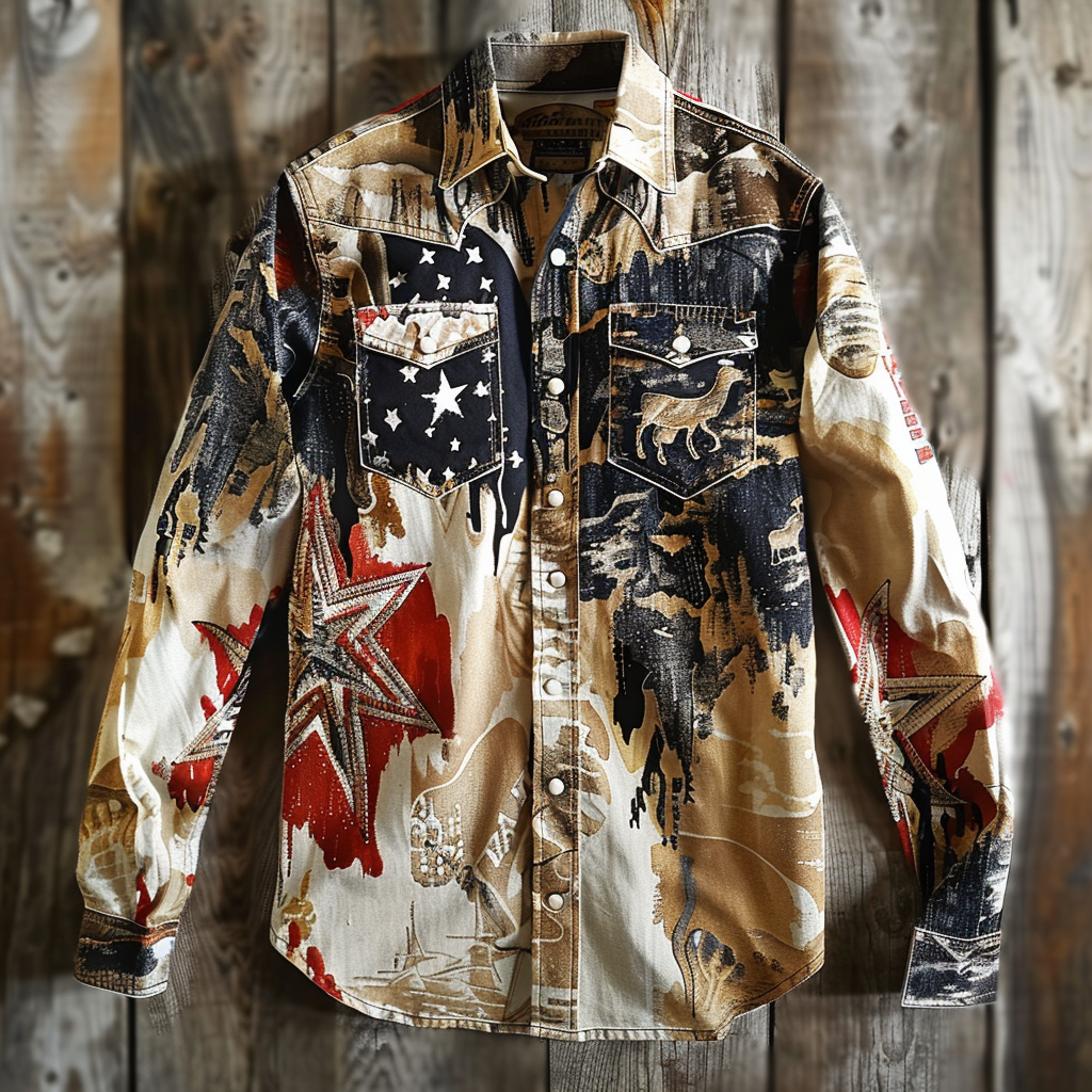 USA American Western Styles Premium High Elasticity Long Sleeve Shirt