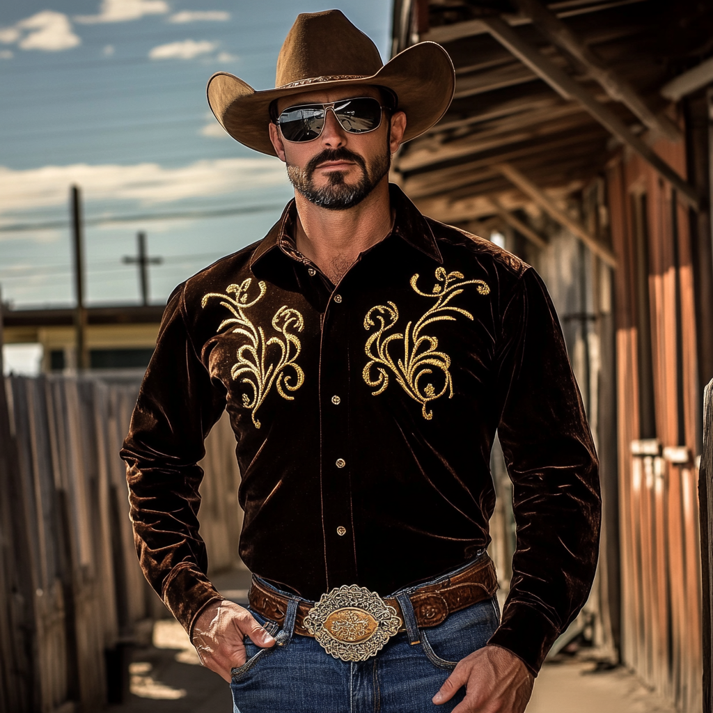 Western Velvet men's shirt warm Fashion quality Shirt