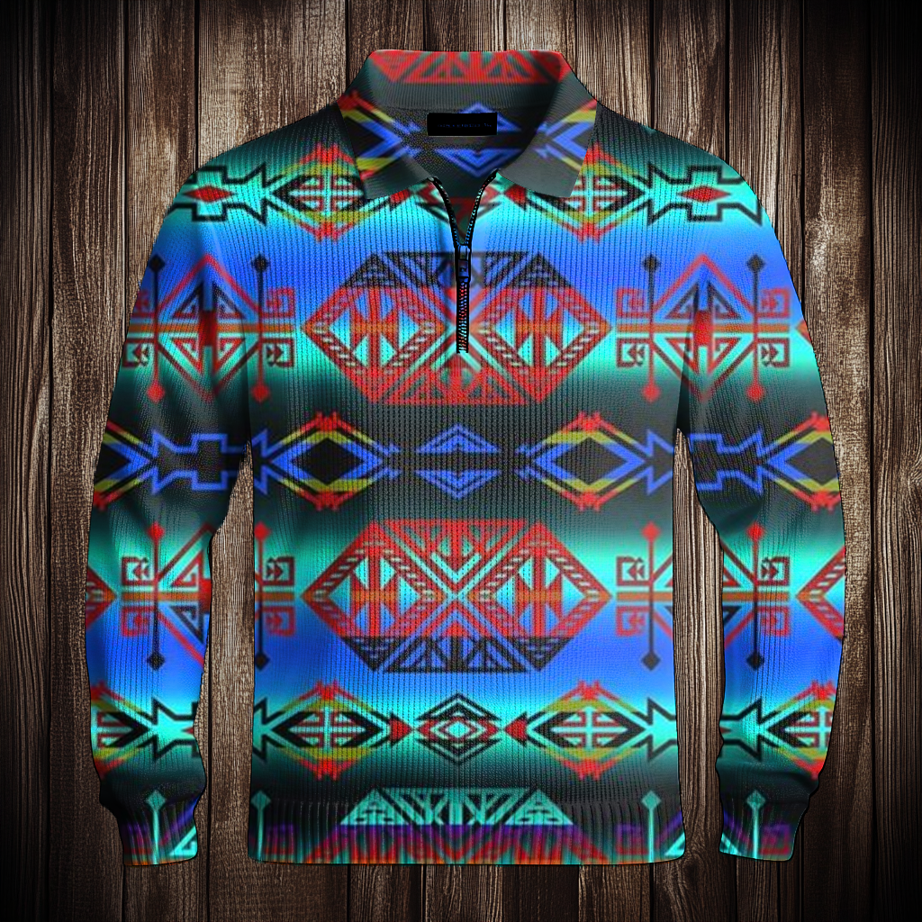 Western Half zip Sweater Sweatshirt Men‘s Fashion 