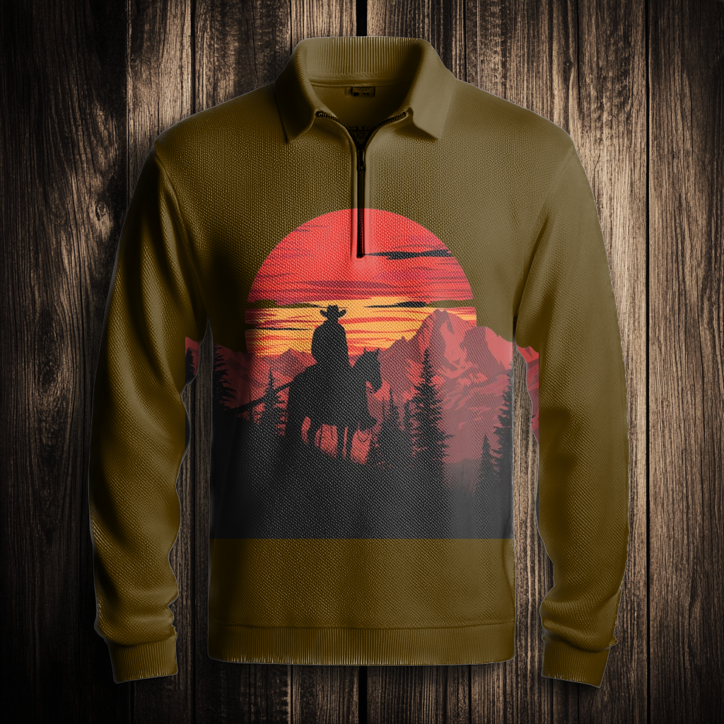 Western Half zip Sweater Sweatshirt Men‘s Fashion 
