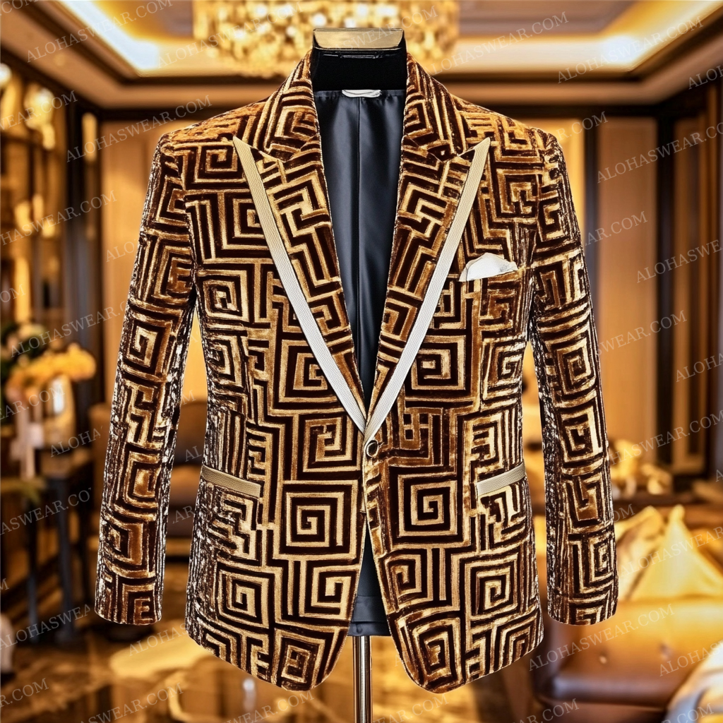 Luxury Suit Jacket Greek Key Limited sale Fashion Men's High quality