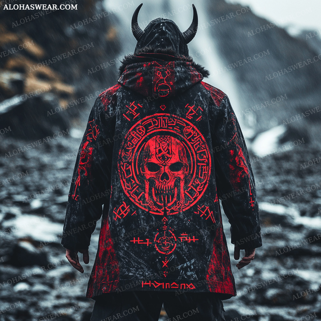 Viking Long Hoodie Coat Retro Men's Fashion High quality 
