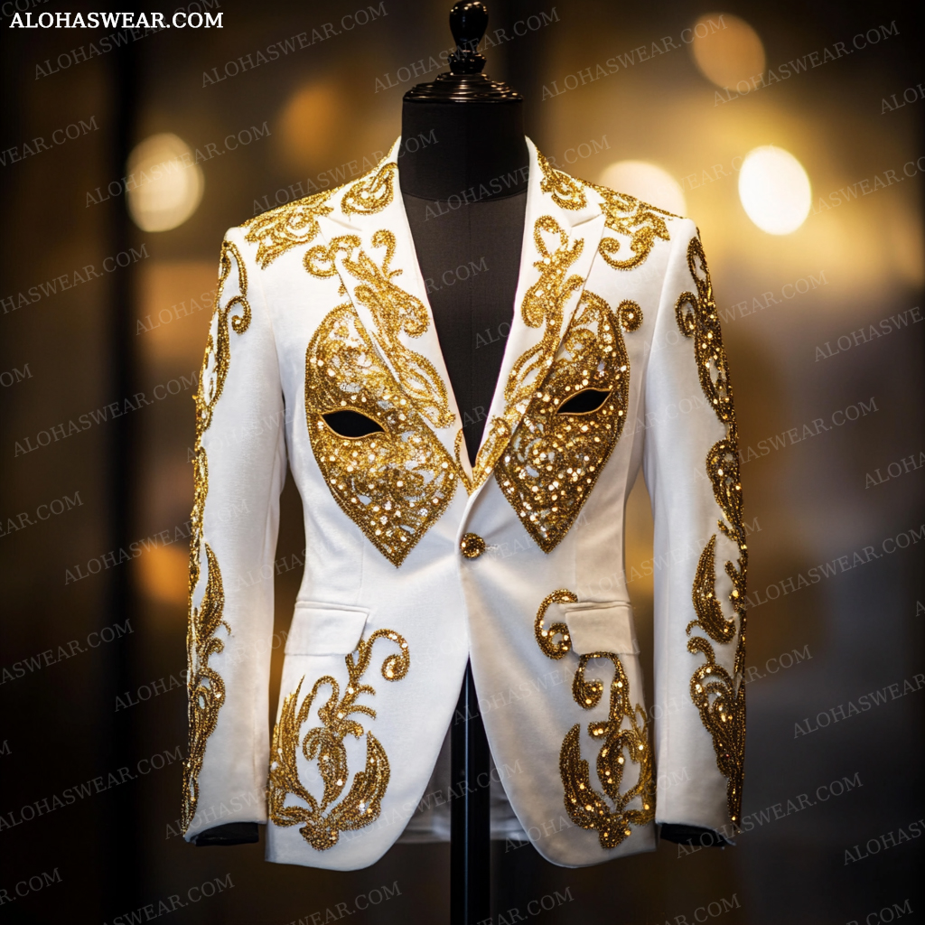Mardi Gras Suit Jacket Limited sale Velvet Embroidery