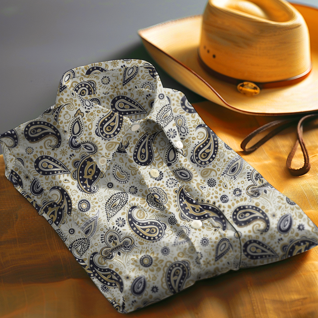 Paisley Western Styles Men fashion 100% Cotton Shirt Premium Fabric