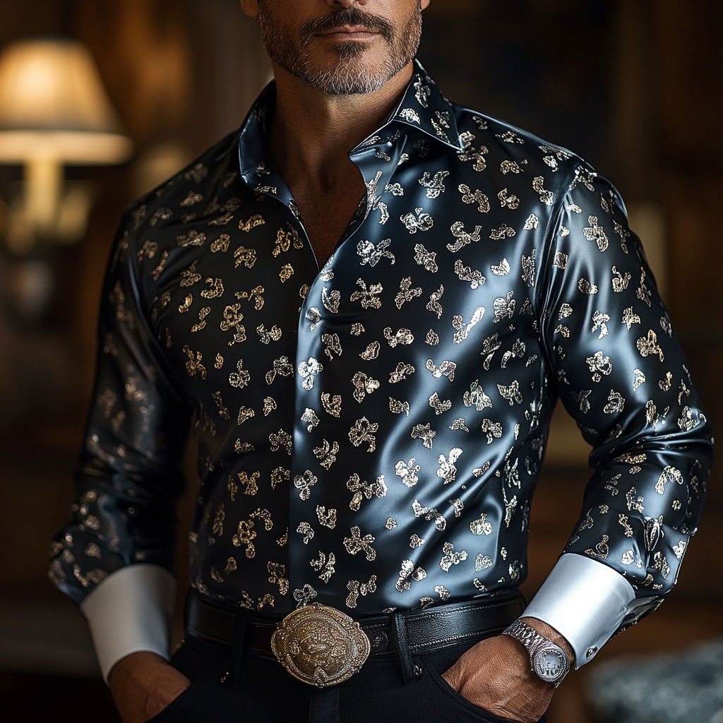 Vip business casual luxury silk versatile men's fashion suit long-sleeved shirt