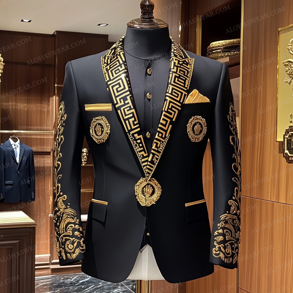 Luxury Suit Jacket Greek Key Limited sale Fashion Men's High quality