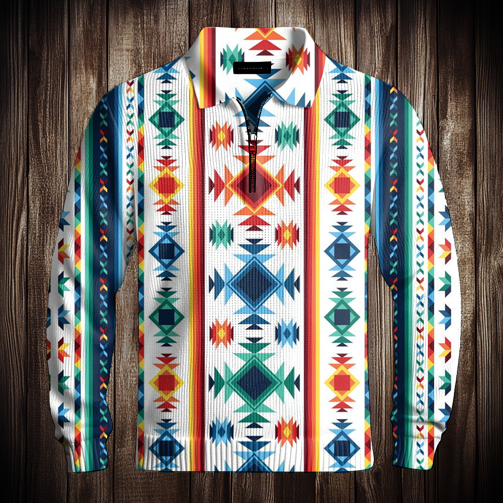 Western Half zip Sweater Sweatshirt Men‘s Fashion 