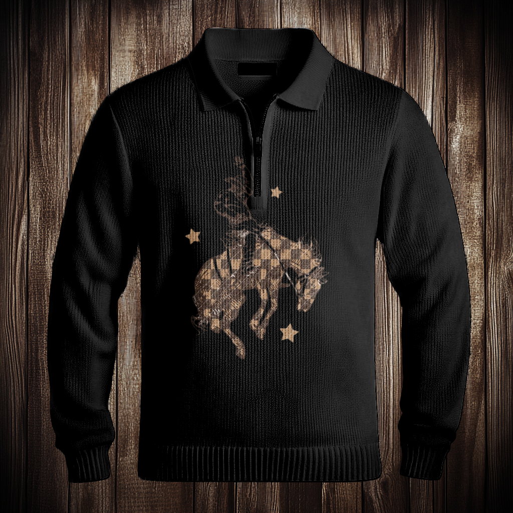 Western Half zip Sweater Sweatshirt Men‘s Fashion 