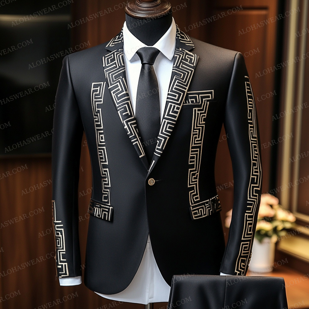 Luxury Suit Jacket Greek Key Limited sale Fashion Men's High quality