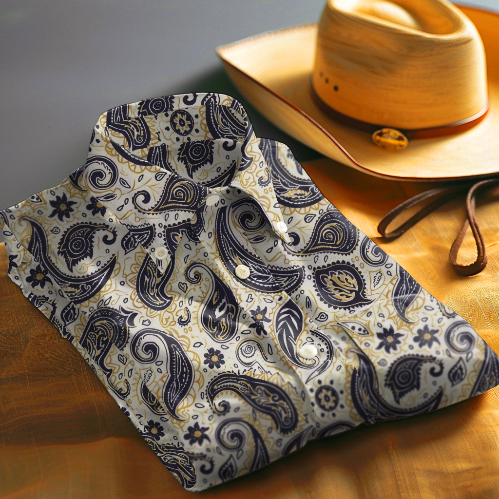 Paisley Western Styles Men fashion 100% Cotton Shirt Premium Fabric