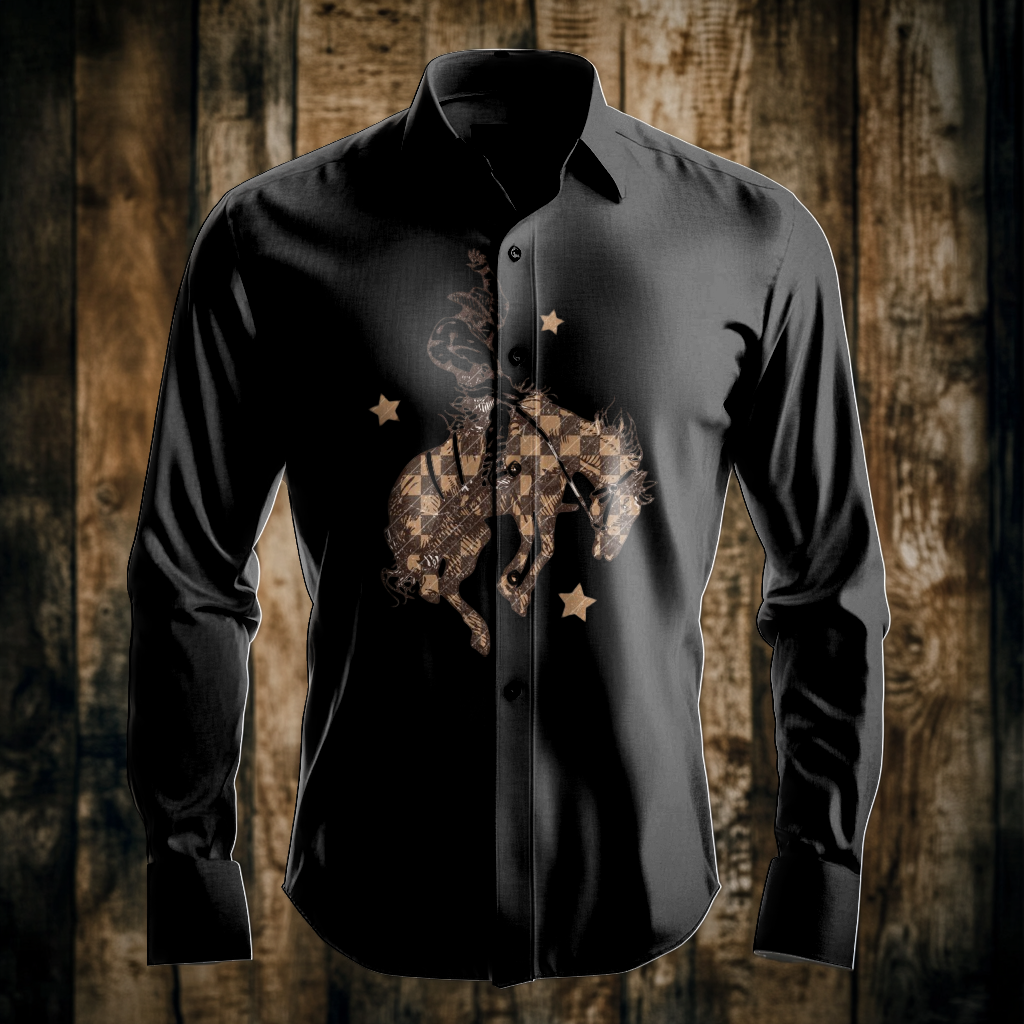 Western Styles Aztec Long Sleeve Shirt High Elasticity 