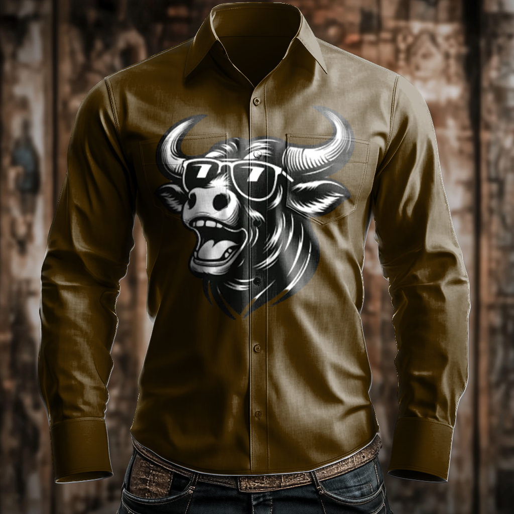 Western Styles Aztec Long Sleeve Shirt High Elasticity 