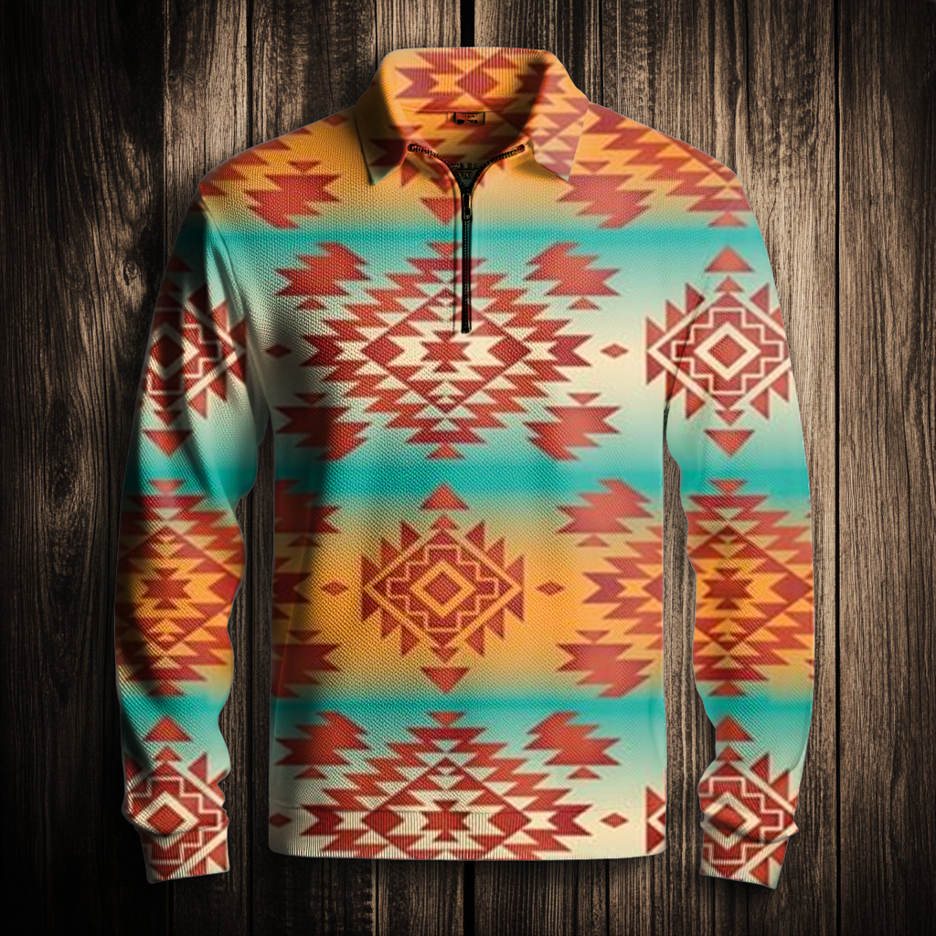 Western Half zip Sweater Sweatshirt Men‘s Fashion 