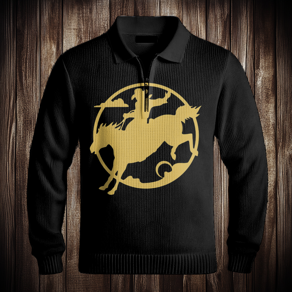 Western Half zip Sweater Sweatshirt Men‘s Fashion 