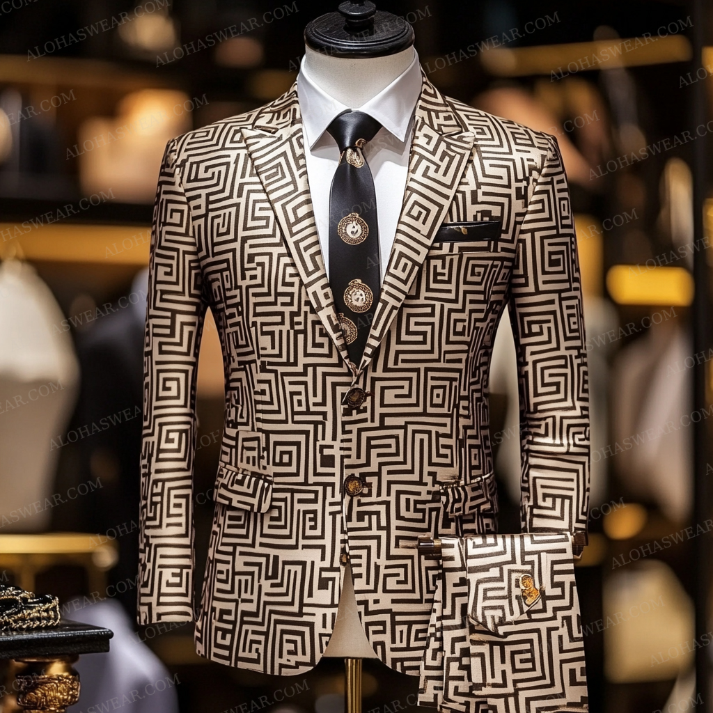 Luxury Suit Jacket Greek Key Limited sale Fashion Men's High quality