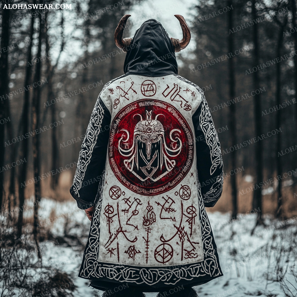 Viking Long Hoodie Coat Retro Men's Fashion High quality 