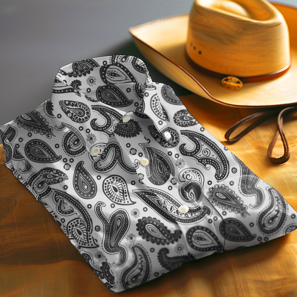 Paisley Western Styles Men fashion 100% Cotton Shirt Premium Fabric