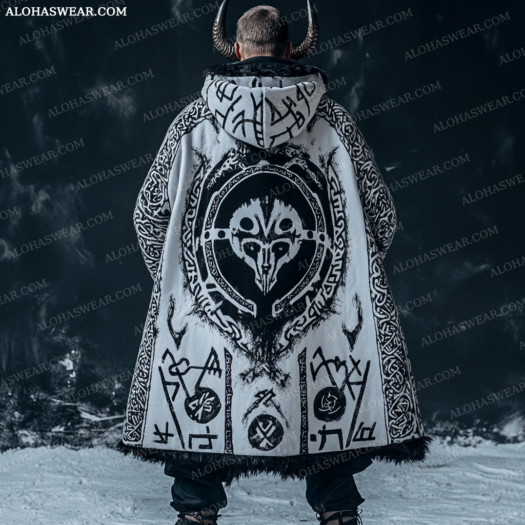 Viking Long Hoodie Coat Retro Men's Fashion High quality 