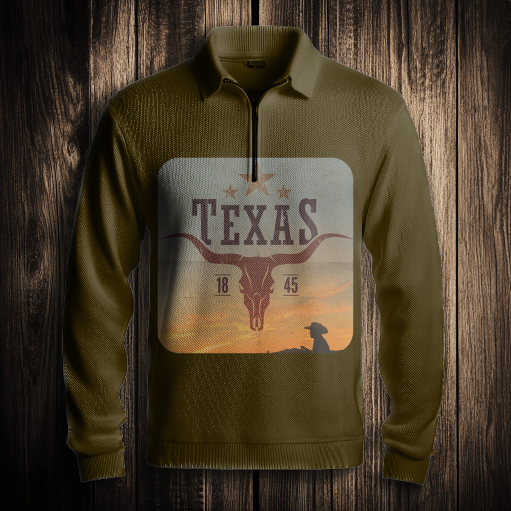 Western Half zip Sweater Sweatshirt Men‘s Fashion 