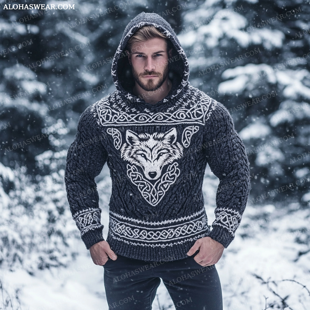 Western Viking Sweater Sweatshirt Men‘s Fashion 