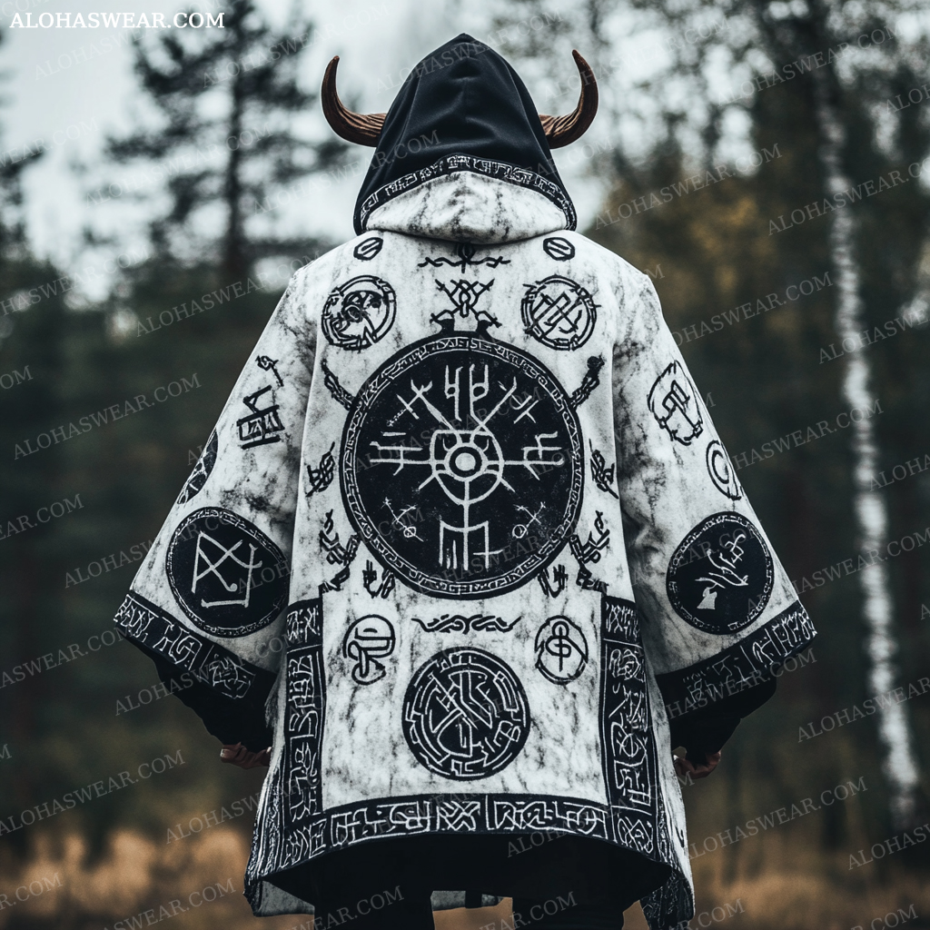 Viking Long Hoodie Coat Retro Men's Fashion High quality 
