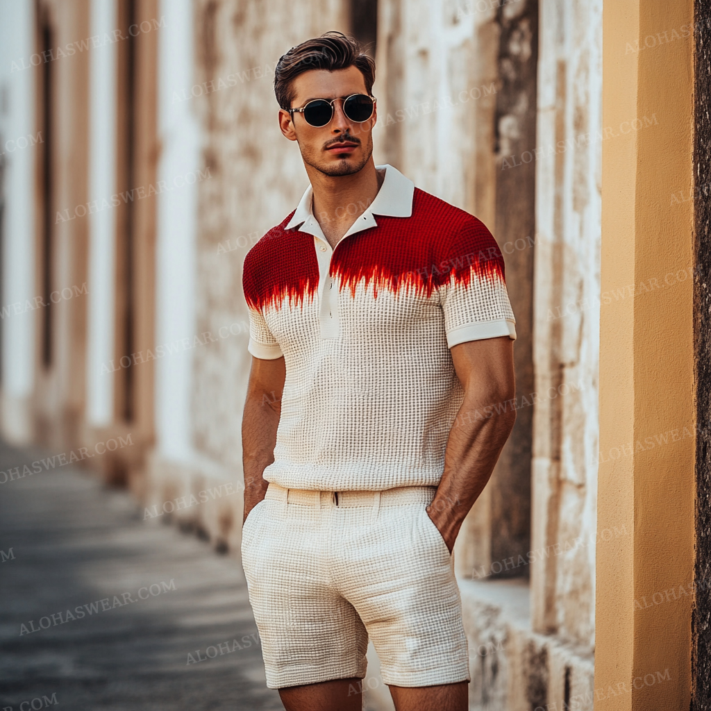 2025 Luxury Waffle Men's Fashion High-end Polo Set