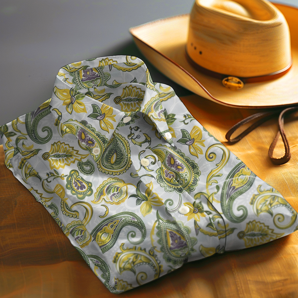 Paisley Western Styles Men fashion 100% Cotton Shirt Premium Fabric