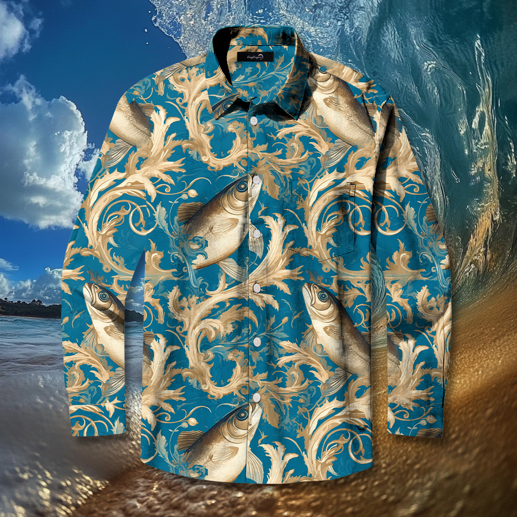 Fish fishing season Elegant Luxury men's fashion high quality Suits shirt