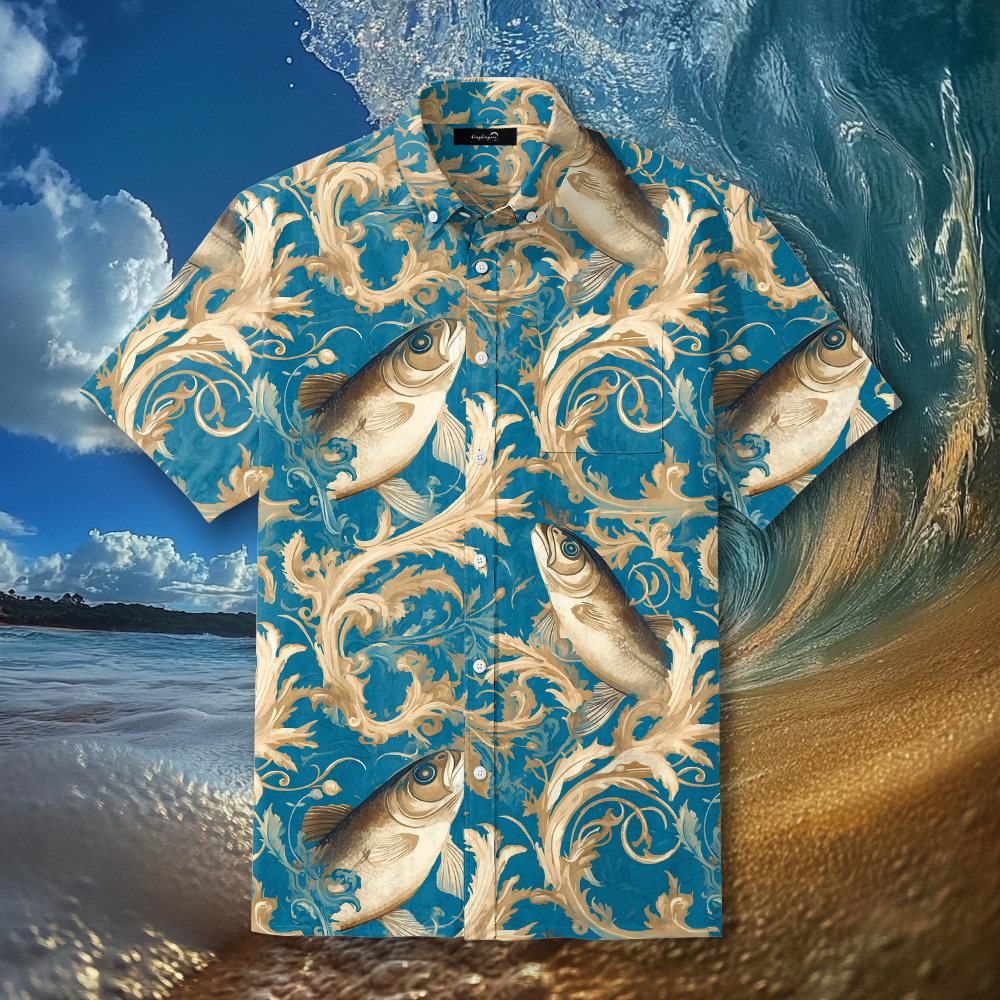 Fish fishing season Elegant Luxury men's fashion high quality Suits shirt