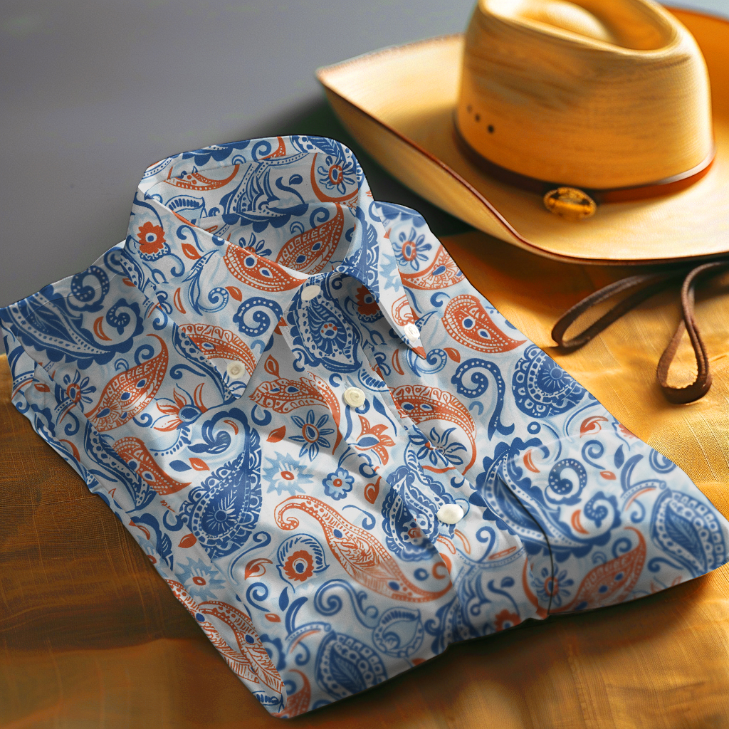 Paisley Western Styles Men fashion 100% Cotton Shirt Premium Fabric