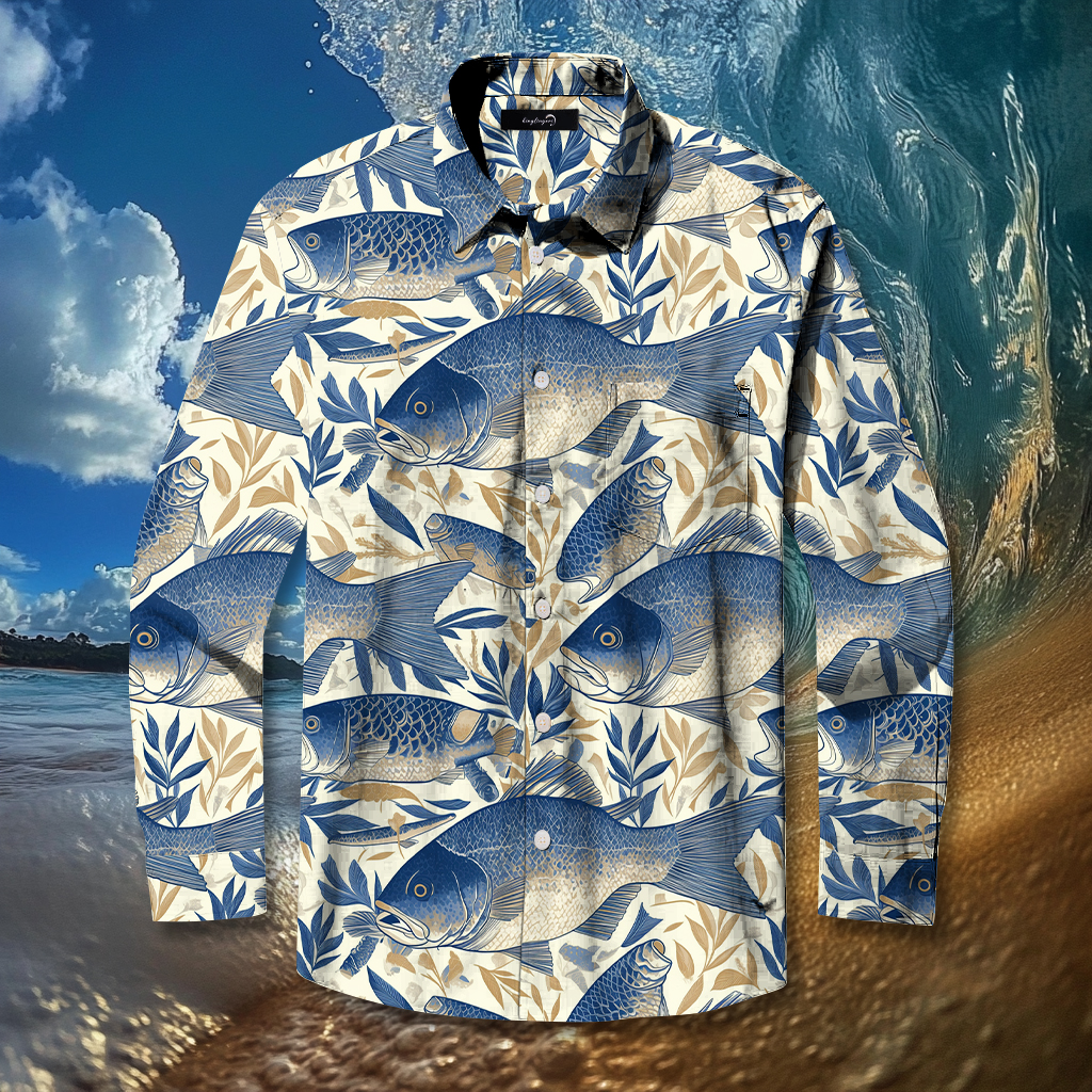 Fish fishing season Elegant Luxury men's fashion high quality Suits shirt