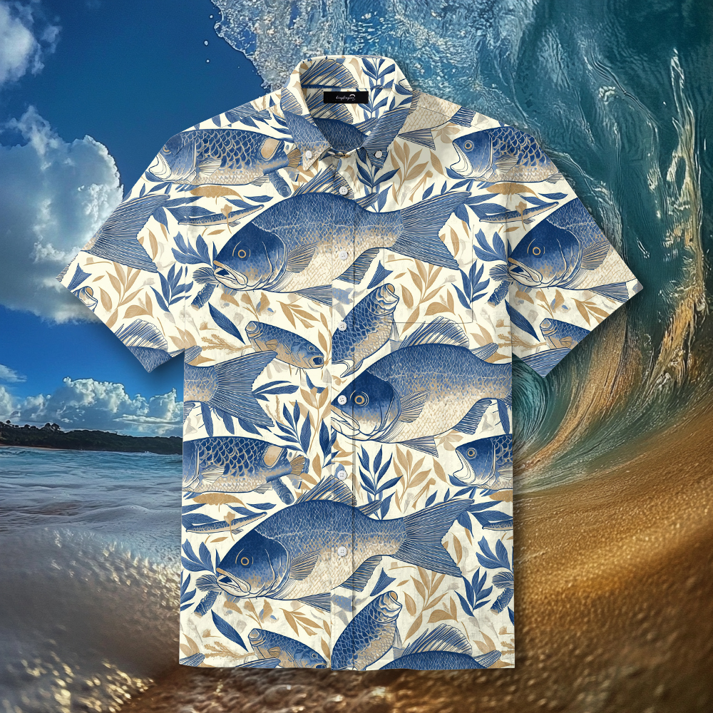 Fish fishing season Elegant Luxury men's fashion high quality Suits shirt